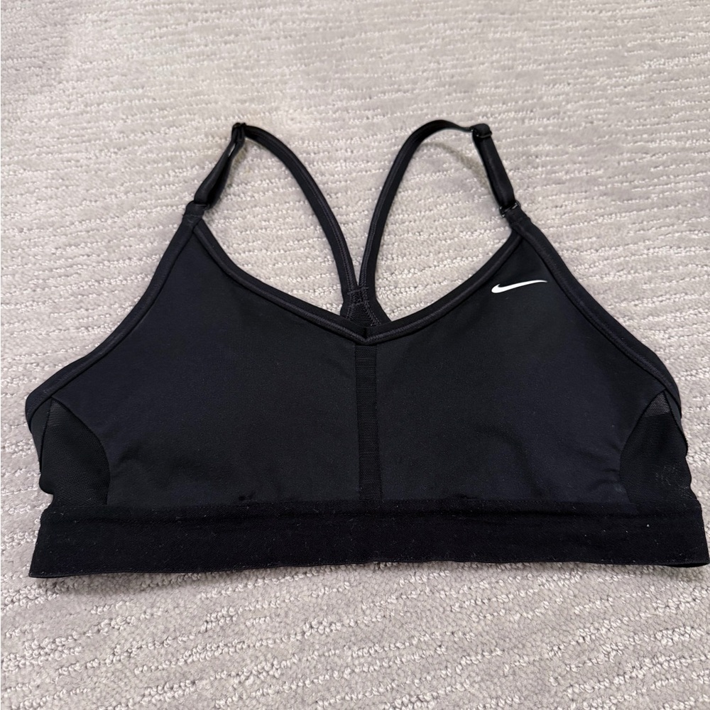 Nike Women's Black Sports Bra with White Logo